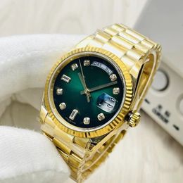 Unisex mechanical watch with diamond 41MM sapphire gradual green automatic movement .2813 904L waterproof holiday gift with original box certificate