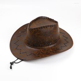 Berets Summer And Spring Unisex Cowboy Hats With Visor Imitation Leather Get Old Retro Shade Outdoor High Quality CapsBerets Oliv22