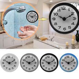 Wall Clocks Mini Sucker Clock Bathroom Anti-Fog Waterproof DIY Digital Stickers Silent For Home Living Room Offic Q1N8