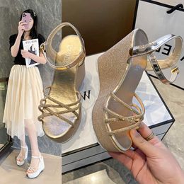 Sandals Fashion Women's Wedge Sandals 2022 Summer New Buckle Straps Rhinestone High Heels Platform Sandals Women's Casual Shoes Women Z0224