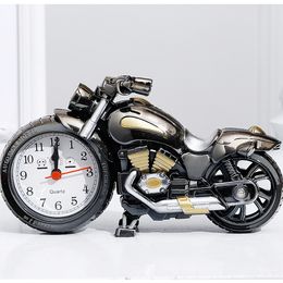 Vintage Motorbike Table Clock for Men Bedroom Decoration Heavy Metal Punk Style Alarm Clocks
