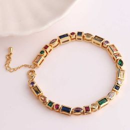 Link Chain Luxury Geometric Rainbow Cubic Zirconia 5A CZ Tennis Chain Bracelet Classic Fashion Women Jewellery G230222