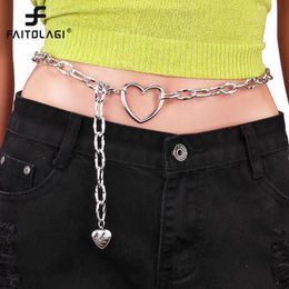 Belts Fashion Love Waist Chain Metal Belt Heart Hollow Girdle For Dress Pants Decoration Accessories Women Girl Punk Hip Hop Waistband Z0223
