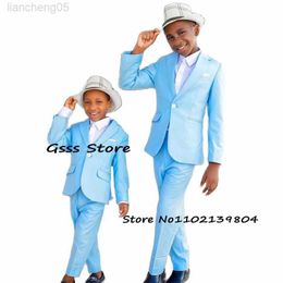 Clothing Sets Summer New 2022 Suit for Boys Wedding Tuxedo Light Blue Suit 2 Piece Child Formal Blazer Pants Set come enfant garon W0224