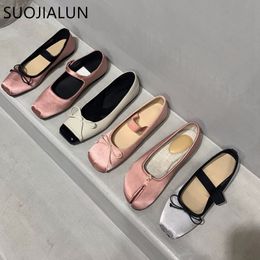 Dress Shoes SUOJIALUN 2023 Spring Fashion Pink Women Flat Round Toe Slip On Ladies Ballet Casual Soft Mujer 230224