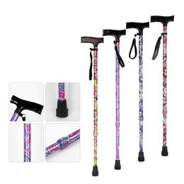 Trekking Poles 4 Section Adjustable Walking Stick Alloy AntiSkid Old Man Crutches Outdoor Camping Trekking Telescopic Stick Easy Put Into Bag J230224