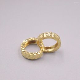 Hoop Earrings Real 18K Yellow Gold Woman Luck Full Star Stamp Au750 13x3mm