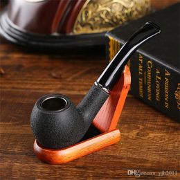 Smoking Pipes Black frosted resin pipe male acrylic curved handle Philtre wooden pipe