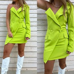 Bright Green Women Blazer Suit One Shoulder Mother of the Bride Dressing Evening Party Jacket Guest Wear One Piece