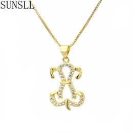 Pendant Necklaces SUNSLL Gold/Silver Color Copper Necklace White Cubic Zirconia Unique Tiny Dog Shape For Women Jewelry Gift