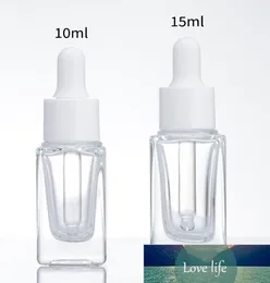 Top 15ml with White/Black/Gold/Silver Cap Clear Square Glass Dropper Bottle Essential Oil Perfume Bottle