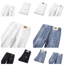 Men's Jeans Spring Summer Thin Slim Fit European American High-end Brand Small Straight Double F Pants KF9928-1