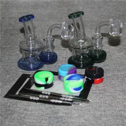 Heady Glass Bongs Recycler Bong Unique Green Blue Hookahs Water Pipes Glass Oil Dab Rigs 14mm Joint With Bowl