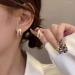 Stud Earrings Zircon For Women Stacking Pairing Design Alloy Ear Korean Fashion Hoop Shiny Jewellery B99