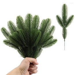 Decorative Flowers Artificial 6/12 Pcs Plant Pine Needles Branches Diy Christmas Garland Tree Accessories Decoration