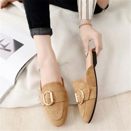 Slippers Women's Autumn Lazy Suede Toe-covered Shoes Casual Women Mules Female Flat Slides Ladies Flip Flops Big Size 43