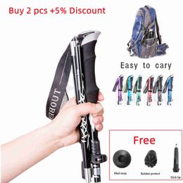 Trekking Poles 5Section Fold Trekking Stick Multifunction Walking Stick Portable Foldable Camping Stick Nordic Walking Stick Easy Put Into Bag J230224