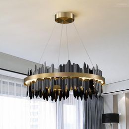 Chandeliers Modern Creative Circle LED Chandelier With Remote Control Hanging Lamp For Living Room Lobby El Light Fixtures Lights