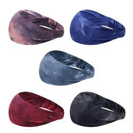 Yoga Headband With Logo Sports Tie-dye Turban Women Running Fitness Wide Brim Headband Double Side Headdress Hair Bands Hair Accessories Bohemian Headbands BC342