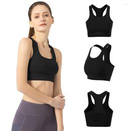 Yoga Outfit Oh! Women Sports Bra Full Support Racerback Crop Tops U-Tie Padded Thin Strap Bralette Gym Sleeveless Underwear