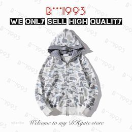 Shark Full Zip Tiger Mens Hoodies Jacket Top Crafted Designer Men Women Colour Grid Harajuku Stylist Sweatshirt Fashion Luminous Co-branding Camouflage Hoodys U0QF