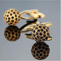 Jewellery Brand Golden Crystal Ball Cuff link Wholesale Buttons designer High Quality shirt cufflinks for mens