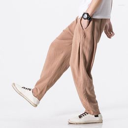 Men's Pants Plus Size Cotton Linen Harem Men's Belt Jogging Chinese Traditional Clothing Sports Casual Harajuku