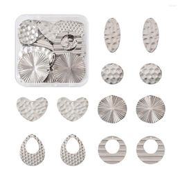 Pendant Necklaces 24pcs/Box 304 Stainless Steel Textured Pendants Mix Shape For Jewellery Making DIY Female Necklace Bracelet Earring Crafts