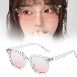 Sunglasses Gradient Glasses Women Blush Anti Blue Light Sun Round Frame Flat Mirror Girl Decorative Cute Eyewear Oculos