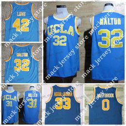 NCAA Basketball Jersey 32 Bill Walton 42 Kevin Love 0 Russell Westbrook 33 Kareem Abdul Jabbar Reggie Miller 31 White Blue College UCLA