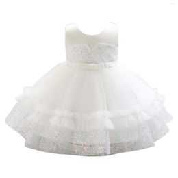 Girl Dresses Baby Girls Princess Dress Shiny Sequin Sleeveless Round Neck Tutu Mesh Flower For Wedding Birthday Party Formal Wear