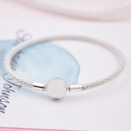 Bangle bracelet Strands authentic S925 sterling silver fits for style charms women mesh