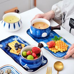 Bowls Creative Breakfast Plate Oatmeal Bowl Ceramic Dish Japanese Dishes Cutlery Set One Person Tableware