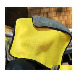 Towel Top Car Wastowel Care Polishing Wash Towels Plush Microfiber Washing Drying Strong Thick Polyester Fibre Cleaning Cloth Drop D Dhpmb