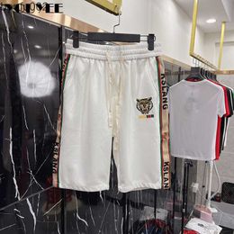 Men's Shorts Knee Length Sports Shorts Pants Men's Summer Thin Embroidery Tiger Outer Casual Male Trend Summer Man Middle-waisted Breeches W0224