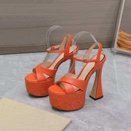 Designer Slippers sandal women Slides Orange Flat Flip Flops Slide Ladies Beach Sandal Summer Genuine Leather Slipper Shoe