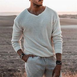 Men's TShirts Spring Men Sweater Fashion Solid Colour V Neck Long Sleeve Knitted Pullover Soft Slim Casual 230223