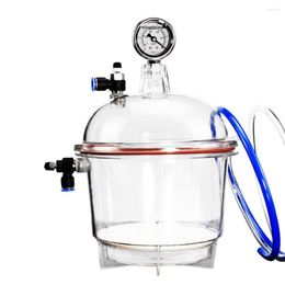 Laboratory 250mm Transparent Plastic Vacuum Drying Bucket Upgrade Double Valve Pressure Gauge PC-3 Polycarbonate