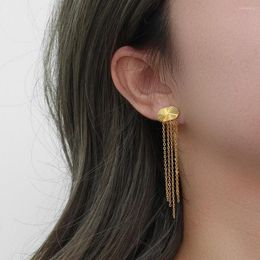 Stud Earrings Elegant Geometric Stripe For Women Jewelry Luxury Stainless Steel Gold Plated Long Link Chain Tassel Earring