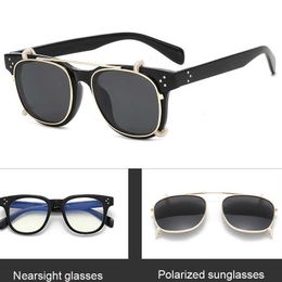 Sunglasses Polarised Sunglasses Clip On Retro Square Optical Glasses Frames Men Women Trending Styles Optical Fashion Myopia Glasses Frame G230223