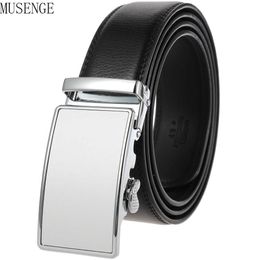 Belts Brand Simple Casual Men's Leather Belt Designer Luxury Cowhide Belt Ratchet High Quality Alloy Automatic Buckle Fashion Belt Z0223