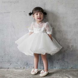 Girl's Dresses Baby Girl Clothes White Dress for Party Wedding Princess Tulle Dress for Girl Baptism Vestido Christening 1st Birthday Ball Gown W0224