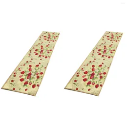 Carpets 2 PCS Indoor Rug Door Mats Mat Kitchen Strawberry Rugs Non-slip