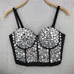 Shiny Crystal Sexy Camis Women Breathable Crop Top Summer Punk Style Vest Fashion Short Vests