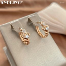 Dangle Earrings & Chandelier Unique Hollow Heart Hoop For Women Natural Zircon Micro-wax 585 Rose Gold Romantic Bridal Wedding Jewelry 2023D