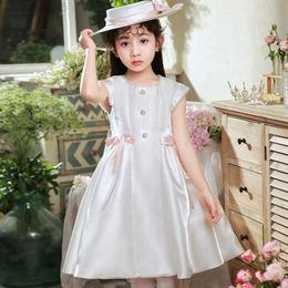 Girl's Dresses Baby Baptist Come Bowknot Beaded Design Kids Catwalk Birthday Party Evening Gown Girls Christmas Princess Dress Eid L1862 W0224