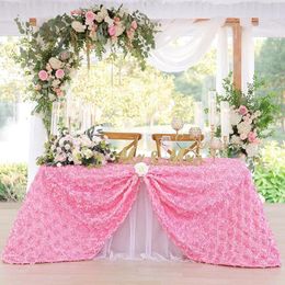 Table Cloth Satin 3D Rose Tablecloth Rustic Wedding Rectangle Cover Banquet Party Baby Shower Decor