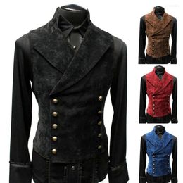 Men's Vests Slim Fit Casual Waistcoat For Work Vest Men Solid Colour Stand Collar Double Breasted Working