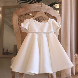 Girl's Dresses Baby Girls First Birthday Party Dresses For Children Princess White Ball Gown Infant Wedding Vestidos Toddler Girl Bow Dress W0224