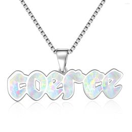 Pendant Necklaces Fine White Fire Opal Personalised Letter Necklace For Women Girls Drop